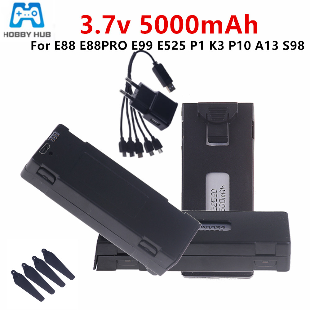 Drone Rc E99 Pro - 3.7V E88 5000mAh بطارية ليثيوم أيون