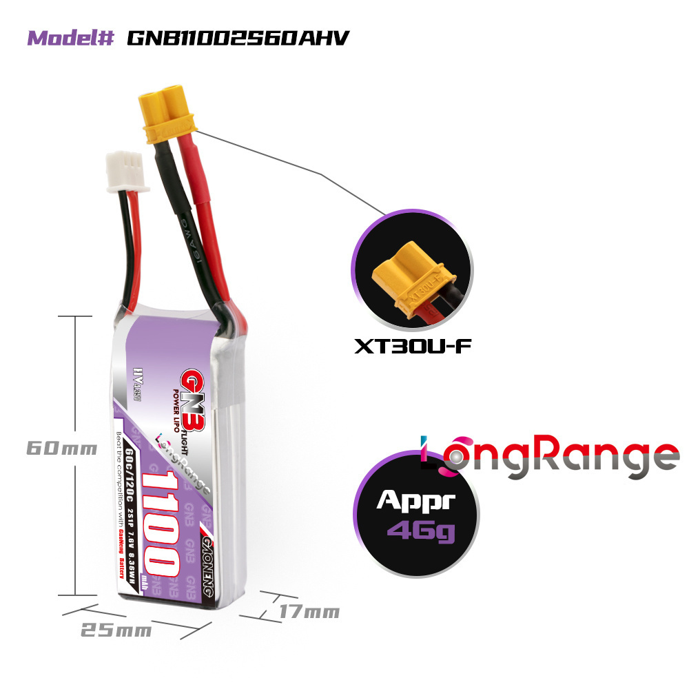 GNB 1100mAh 2S 3S 4S 6S 60C/12 - مراجعة Drone Lipo Battery وسعره