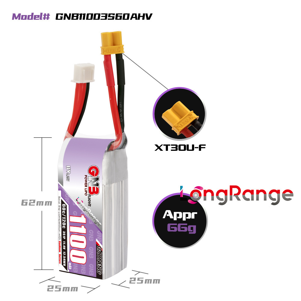 GNB 1100mAh 2S 3S 4S 6S 60C/12 - مراجعة Drone Lipo Battery وسعره